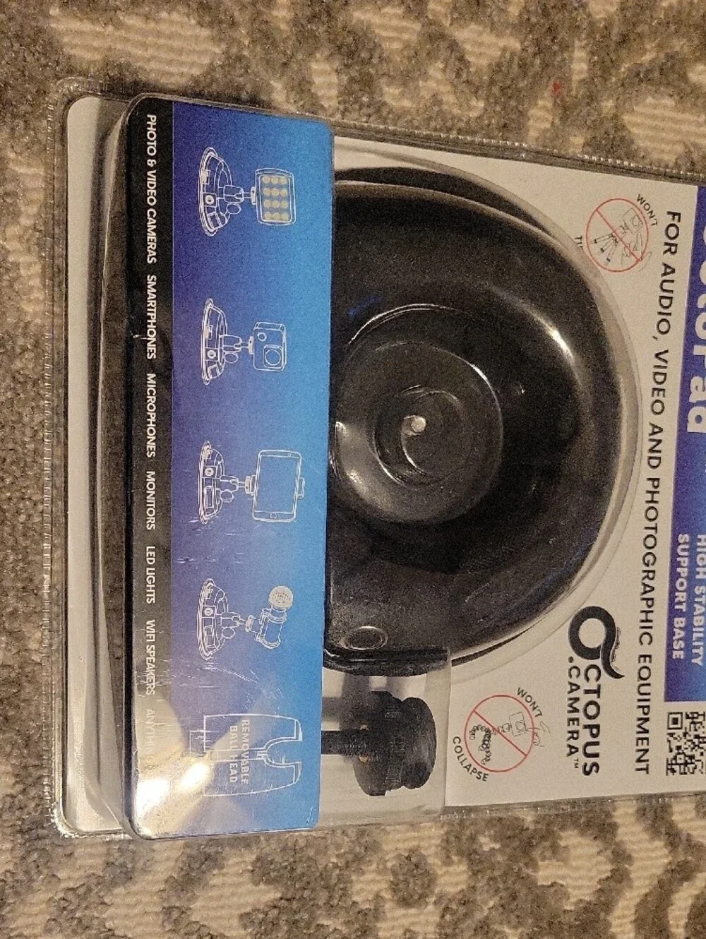 OctoPad Universal Black Support Base for Cameras & Accessories
